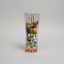3.25 x 2 x 12 GOLD STRIPED CLEAR PLASTIC CANDY BAGS