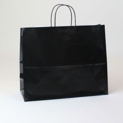 16 x 6 x 13 BLACK ULTRA GLOSS PAPER SHOPPING BAGS