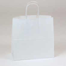 8 x 4 x 8 WHITE KRAFT PAPER SHOPPING BAGS