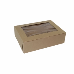 14 x 10 x 4 NATURAL KRAFT WINDOWED BAKERY BOXES