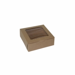 7 x 7 x 2.5 NATURAL KRAFT WINDOWED CUPCAKE BOXES