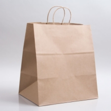 9 x 5.75 x 13.5 NATURAL KRAFT PAPER SHOPPING BAGS - 100% RECYCLED