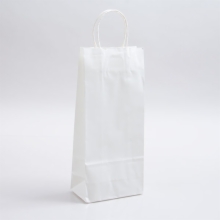 5.75 x 3.25 x 13 WHITE KRAFT PAPER SHOPPING BAGS - 100% RECYCLED