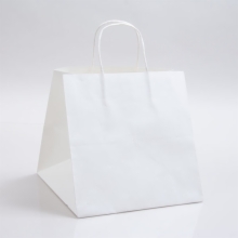 10 x 10 x 10 WHITE KRAFT PAPER SHOPPING BAGS - 100% RECYCLED