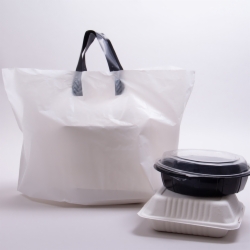 21 x 13 x 10 WHITE SOFT LOOP HANDLE PLASTIC CARRYOUT BAGS