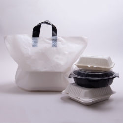 19 x 12 x 9 WHITE SOFT LOOP HANDLE PLASTIC CARRYOUT BAGS