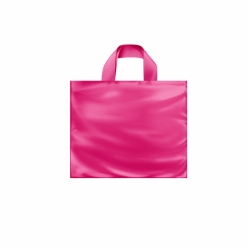 12 x 10 x 4 HOT PINK FROSTED SOFT LOOP HANDLE PLASTIC BAGS