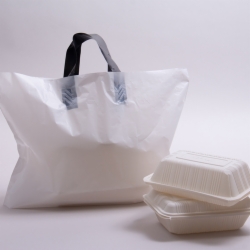 16 x 11 x 8 WHITE SOFT LOOP HANDLE PLASTIC CARRYOUT BAGS