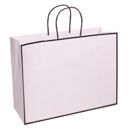 16 x 6 x 12 WHITE WITH BLACK TRIM PAPER SHOPPING BAGS