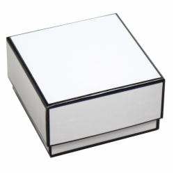 3 x 3 x 1.25 WHITE WITH BLACK TRIM JEWELRY BOX