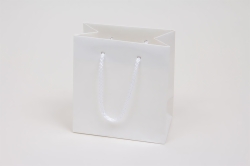 6 x 3.5 x 6.5 WHITE GLOSS PAPER EUROTOTE SHOPPING BAGS