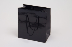 6 x 3.5 x 6.5 BLACK GLOSS PAPER EUROTOTE SHOPPING BAGS