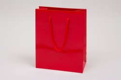8 x 4 x 10 RED GLOSS PAPER EUROTOTE SHOPPING BAGS