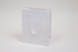 8 x 4 x 10 WHITE GLOSS PAPER EUROTOTE SHOPPING BAGS