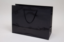 16 x 6 x 12 BLACK GLOSS PAPER EUROTOTE SHOPPING BAGS