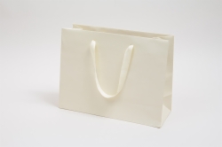 13 x 5 x 10 MATTE IVORY TINTED PAPER EUROTOTES - TWILL RIBBON HANDLES