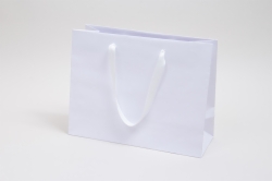 13 x 5 x 10 MATTE WHITE TINTED PAPER EUROTOTE - TWILL RIBBON HANDLES