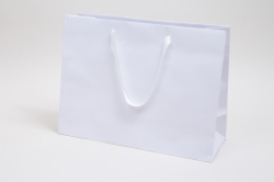 16 x 6 x 12 MATTE WHITE TINTED PAPER EUROTOTE - TWILL RIBBON HANDLES