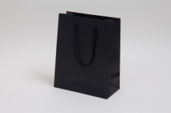 8 x 4 x 10 MATTE BLACK EUROTOTE SHOPPING BAGS