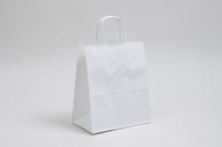 8 x 4.5 x 10.25 WHITE KRAFT PAPER SHOPPING BAGS