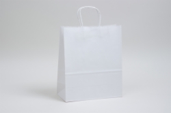 10 x 5 x 13 WHITE KRAFT PAPER SHOPPING BAGS