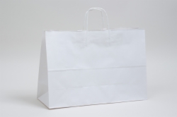 16 x 6 x 12 WHITE KRAFT PAPER SHOPPING BAGS