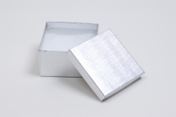 (#34) 3-1/2 x 3-1/2 x 2 SILVER LINEN JEWELRY BOXES