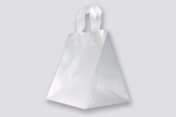9x8x10 FROSTED CLEAR PLASTIC TAKEOUT BAGS WITH SOFT LOOP HANDLES