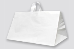 22x14x15 WHITE PLASTIC CATERING BAGS WITH SOFT LOOP HANDLES
