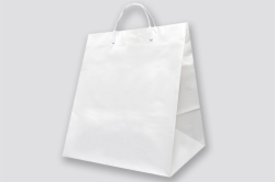 12x10x14 WHITE PLASTIC CATERING BAGS WITH CLIP LOOP HANDLES