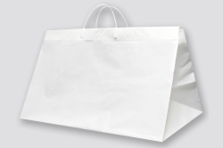 19x10x12 WHITE PLASTIC CATERING BAGS WITH CLIP LOOP HANDLES
