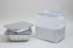 12x10x14 WHITE PLASTIC CATERING BAGS WITH CLIP LOOP HANDLES