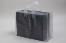 16 x 6 x 12 CLEAR FROSTED LOOP-HANDLE PLASTIC BAGS - 4 mil