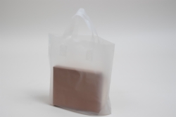 12 x 10 x 4 CLEAR FROSTED SOFT LOOP HANDLE PLASTIC BAGS