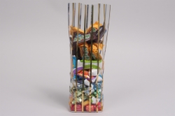 3.25 x 2 x 12 GOLD STRIPED CLEAR PLASTIC CANDY BAGS