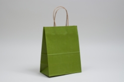 8 x 4.5 x 10.25 MATTE GREEN TEA COLOR TINTED KRAFT PAPER SHOPPING BAGS