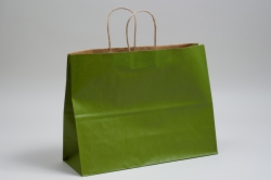 16 x 6 x 12 MATTE GREEN TEA COLOR TINTED KRAFT PAPER SHOPPING BAGS
