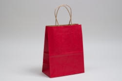 8 x 4.5 x 10.25 MATTE SCARLET RED COLOR TINTED KRAFT PAPER SHOPPING BAGS