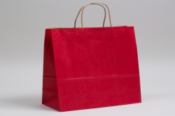 16 x 6 x 12 MATTE SCARLET RED COLOR TINTED KRAFT PAPER SHOPPING BAGS