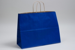 16 x 6 x 12 MATTE PARADE BLUE COLOR TINTED KRAFT PAPER SHOPPING BAGS