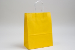 8 x 4.5 x 10.25 BUTTERCUP YELLOW COLOR TINTED PAPER SHOPPING BAGS