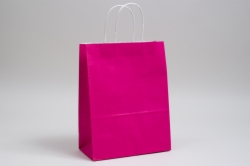 8 x 4.5 x 10.25 CERISE PINK COLOR TINTED PAPER SHOPPING BAGS
