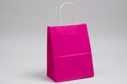 10 x 5 x 13 CERISE PINK COLOR TINTED PAPER SHOPPING BAGS