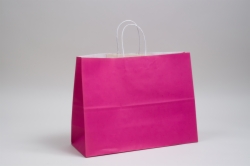 16 x 6 x 12 CERISE PINK COLOR TINTED PAPER SHOPPING BAGS