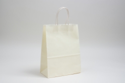 8 x 4.5 x 10.25 FRENCH VANILLA COLOR TINTED PAPER SHOPPING BAGS