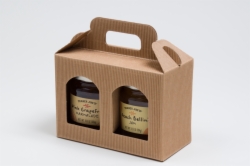 6.625 X 3.125 X 4.687” NATURAL KRAFT WINDOW JAR CARRIER BOXES - 2 JAR