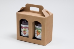6.625 X 3.125 X 5.625” NATURAL KRAFT WINDOW JAR CARRIER BOXES - 2 JAR