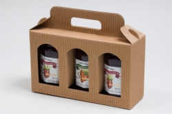 9.812 X 3.125 X 5.875” NATURAL KRAFT WINDOW JAR CARRIER BOXES - 3 JAR