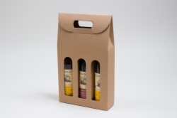 7.875 X 2.5 X 13.25” - 375ml NATURAL KRAFT OLIVE OIL BOTTLE CARRIERS WITH WINDOWS
