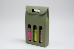 7.875 X 2.5 X 13.25” - SAGE GREEN OLIVE OIL BOTTLE CARRIERS WITH WINDOWS - 375ML